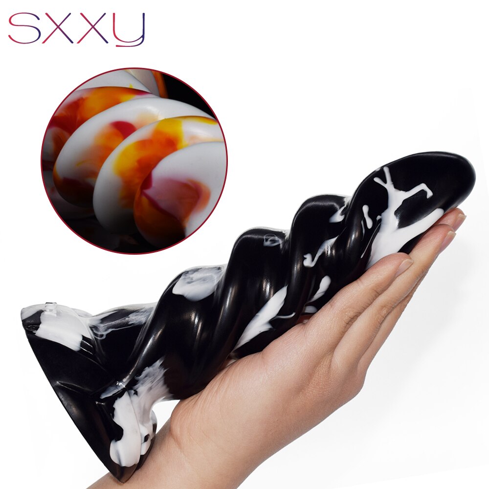 SXXY จุกเสียบทวาร Twist ของเล่นเซ็กส์สุดสนุก Dildo มีพื้นผิว G-Spot ช่วยสำเร็จความใคร่ นวดทวารหนัก ลึงค์มีร่องคลื่น สำหรับผู้หญิงสำเร็จความใคร่ Sexy Shop