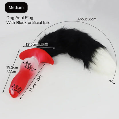 Adult Sex Games Anal Plug With Tail Soft Silicone Dog Knot Butt Plug Wearable Tail Detachable Cosplay Sex Toys For Women Men