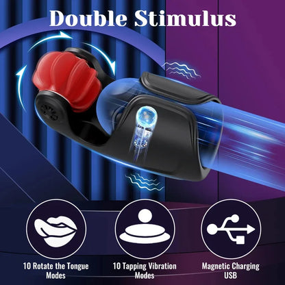 Male Rotating Licking Penis Trainer  Full Intelligent Men Tapping Lasting Glans  Exerciser Delay Endurance Vibrator Toys