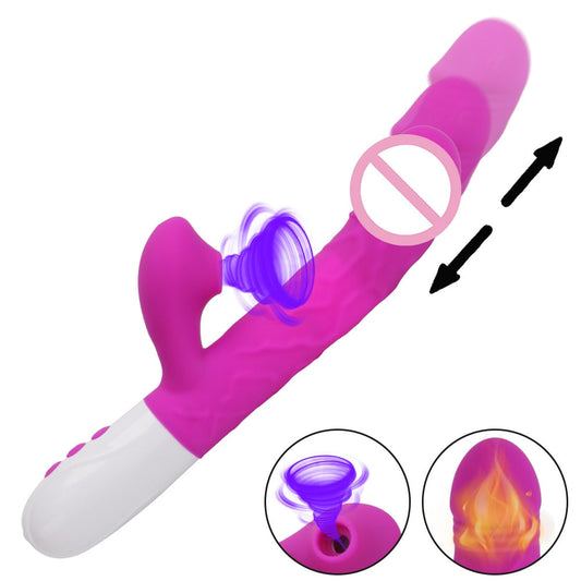 Sex Toys for Women Heating Vagina G Spot Stimulate Vibrators Telescopic Rotating Dildo 3 In 1 Clitoris Sucking Rabbit Vibrator