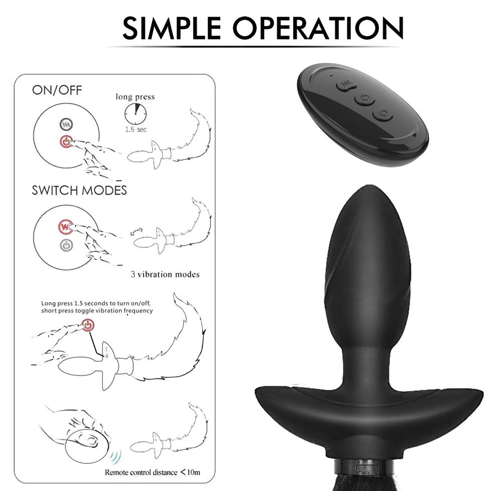 Remote Control Anal Plug Vibrator Real Fox Tail Cosplay Butt Plug Female Masturbator Swing Tail Adult Products Sex Toy for Woman