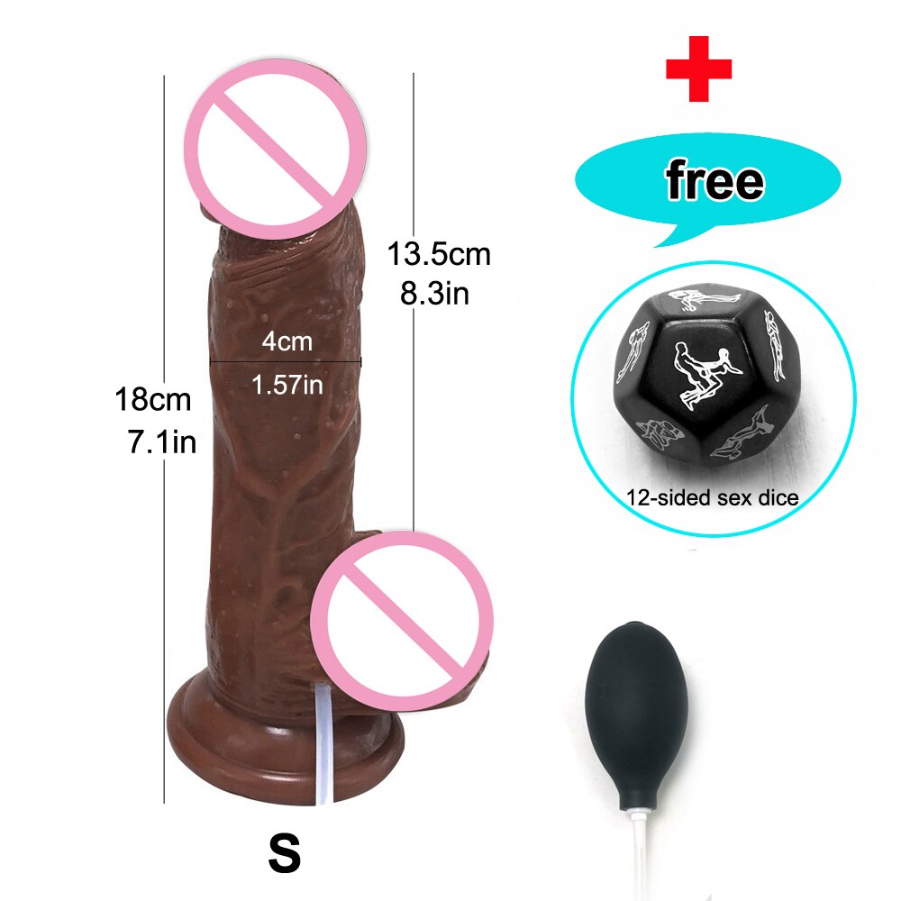 สมจริง Squirting Dildo Ejaculating อวัยวะเพศชายสำหรับผู้เริ่มต้น.นุ่ม Dildo โค้งและลูกผู้หญิง G-Spot Anal Prostate