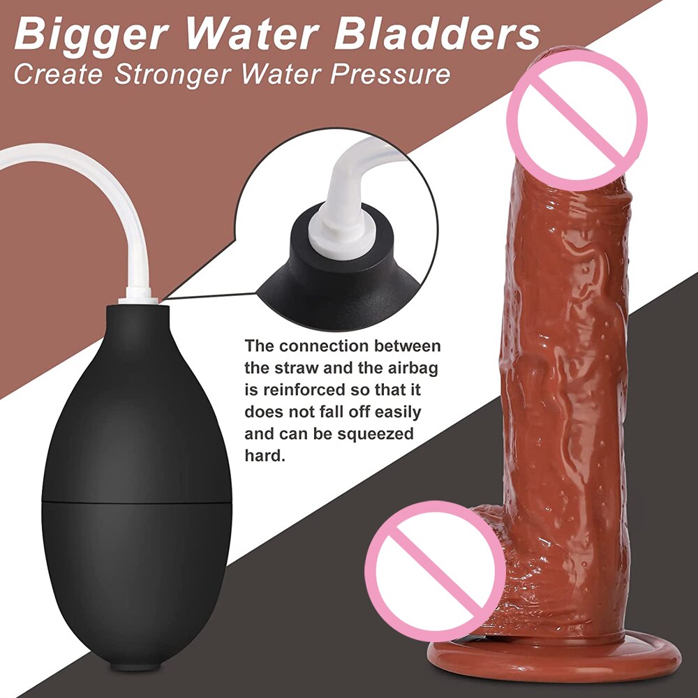 สมจริง Squirting Dildo Ejaculating อวัยวะเพศชายสำหรับผู้เริ่มต้น.นุ่ม Dildo โค้งและลูกผู้หญิง G-Spot Anal Prostate