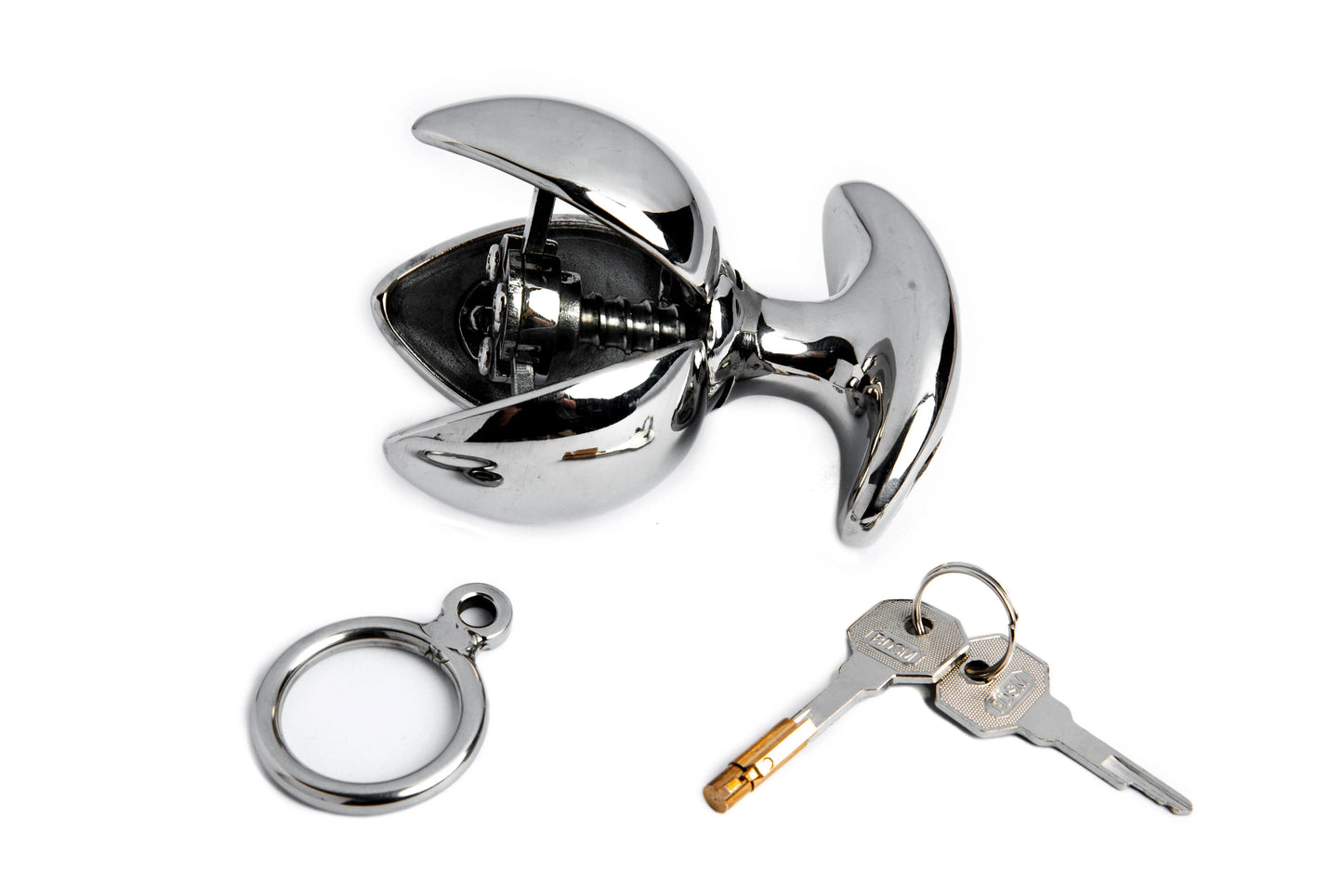 Stainless Steel Anal Lock.Anal Vaginal Dilator.Openable Anal Plugs Heavy Anus Beads Lock. Anal Sex Toys. Adult Game M096