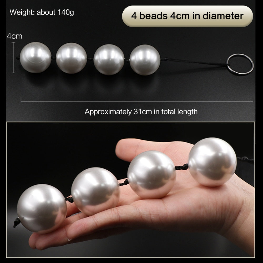Super Large Pearl Anal Plugs Long Anal Beads Butt Plug Vaginal Balls Sex Toys for Women Men Handheld Anus Masturbator Expander