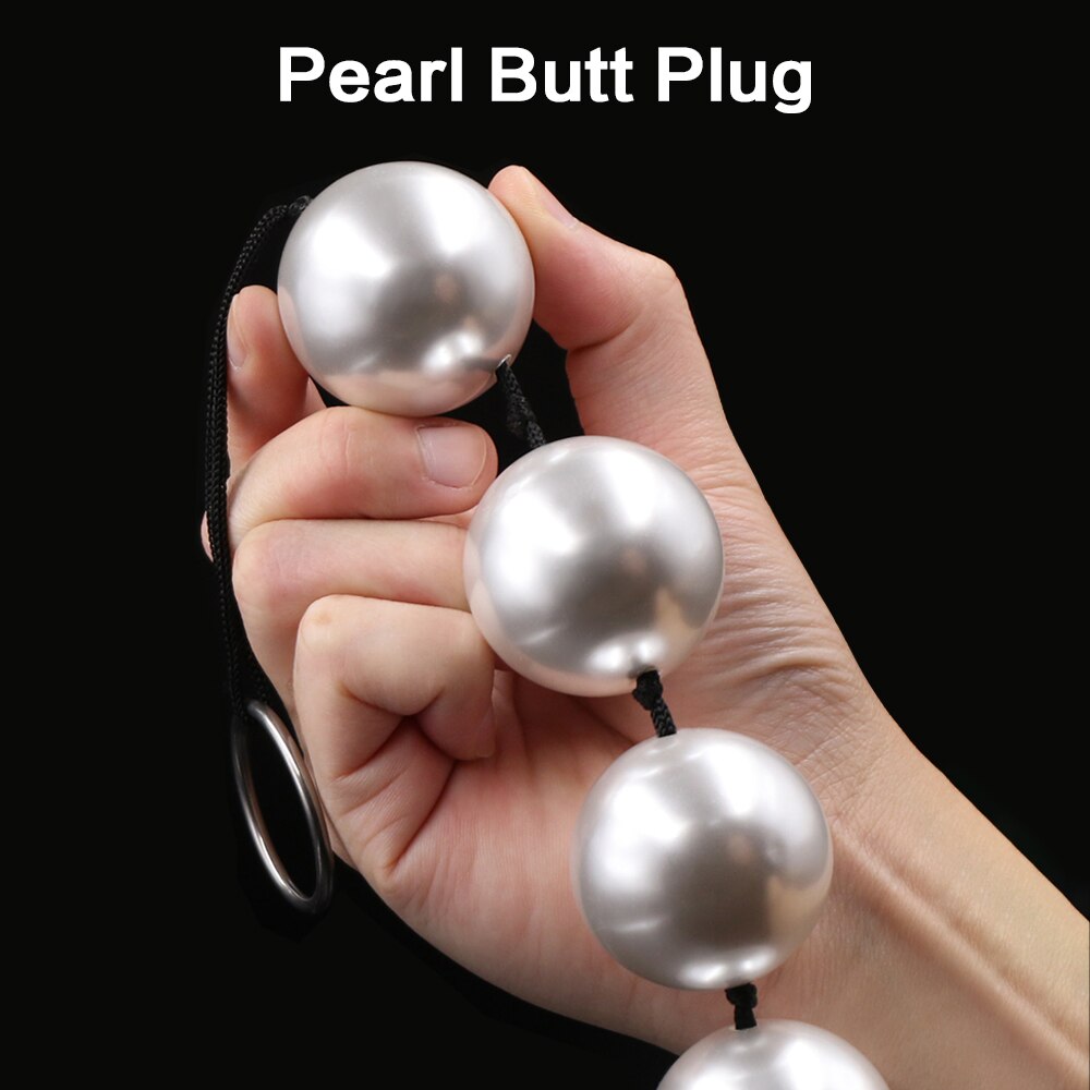 Super Large Pearl Anal Plugs Long Anal Beads Butt Plug Vaginal Balls Sex Toys for Women Men Handheld Anus Masturbator Expander
