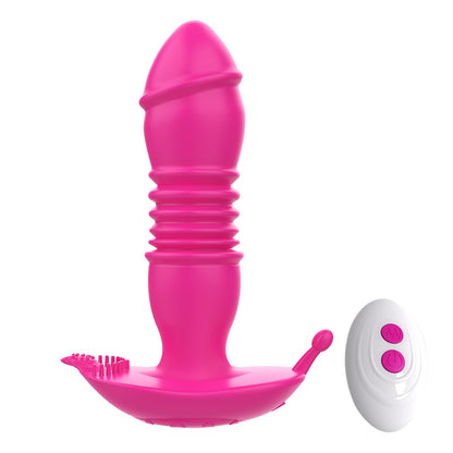 Thrusting เครื่องสั่น Dildo Anal Plug Vibrator สำหรับชายต่อมลูกหมากนวด Masturbators Remote Butt Plug Telescopic Vibrator SexToys