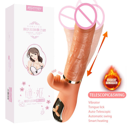 มือถือ Thrusting Dildo Vibrator สำหรับผู้หญิง Clit เลียของเล่นผู้ใหญ่เครื่องช่องคลอดช่องคลอดเครื่องมือหญิง Masturbator