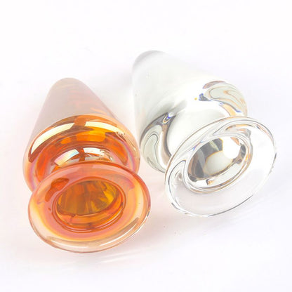 Transparent Butt Plug Waterproof Women Glass Massager Stimulation Adult Sex Toy 8.5 X 5.4cm