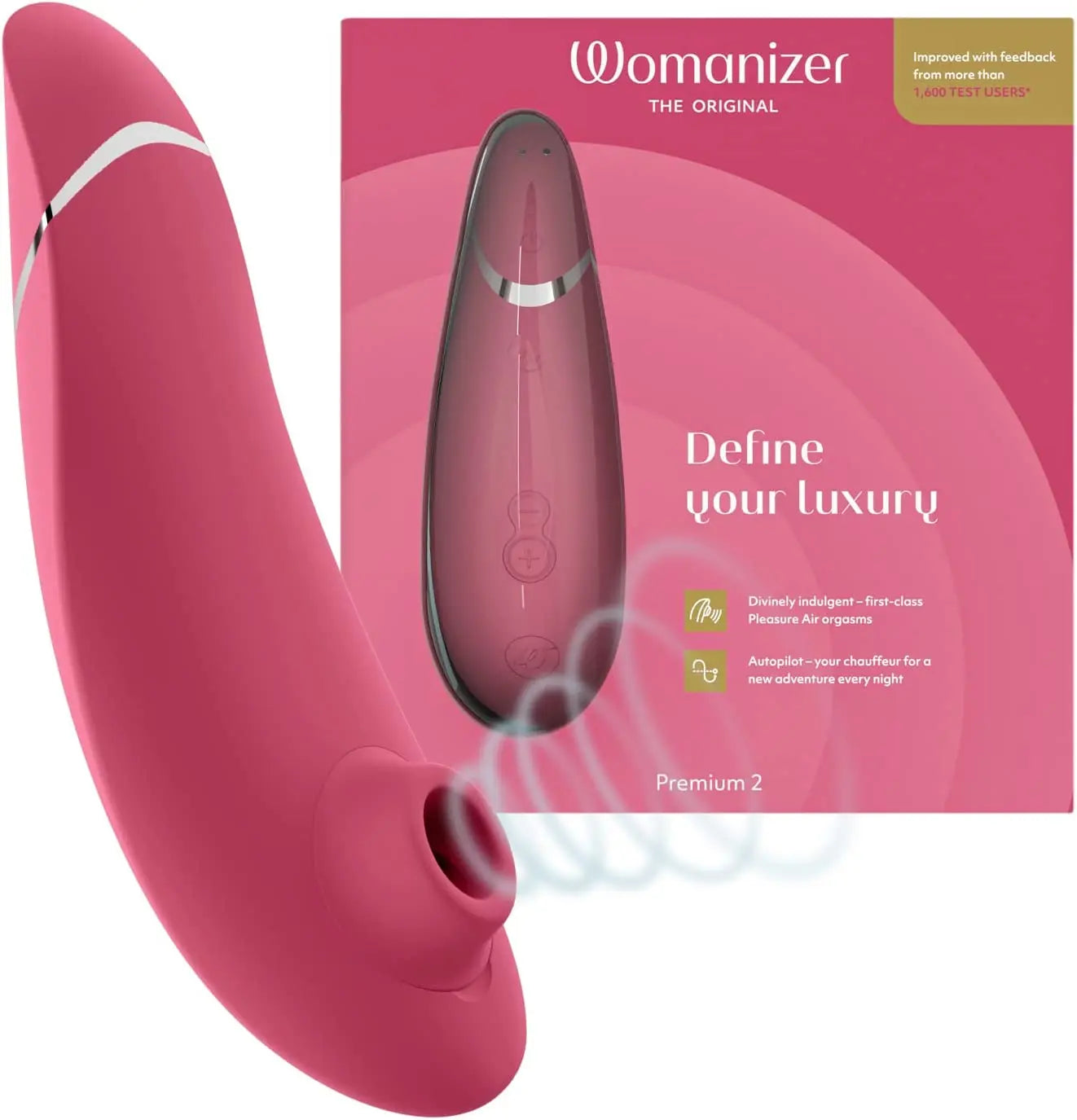 Womanizer Premium 2 เครื่องสั่นกระตุ้นจุดซ่อนเร้นสำหรับผู้หญิง, ของเล่นนวดกระตุ้นอารมณ์สำหรับผู้หญิง