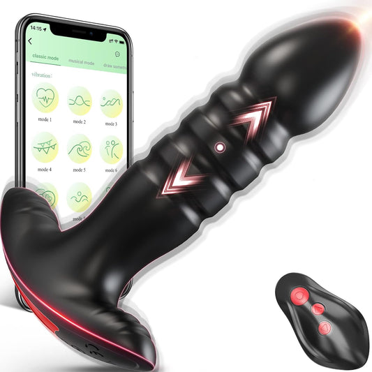 Anal Plug Vibrator with App Control Sex Toy for Men Women - Prostate Massager with 7 Thrusting & Vibrating Modes Adult Anal Vibrator Butt Stimulator Plug for Male Female (Black) - My StoreAnal Plug Vibrator with App Control Sex Toy for Men Women - Prostate Massager with 7 Thrusting & Vibrating Modes Adult Anal Vibrator Butt Stimulator Plug for Male Female (Black)thai - adultMy StoreAnal Plug Vibrator with App Control Sex Toy for Men Women - Prostate Massager with 7 Thrusting & Vibrating Modes Ad