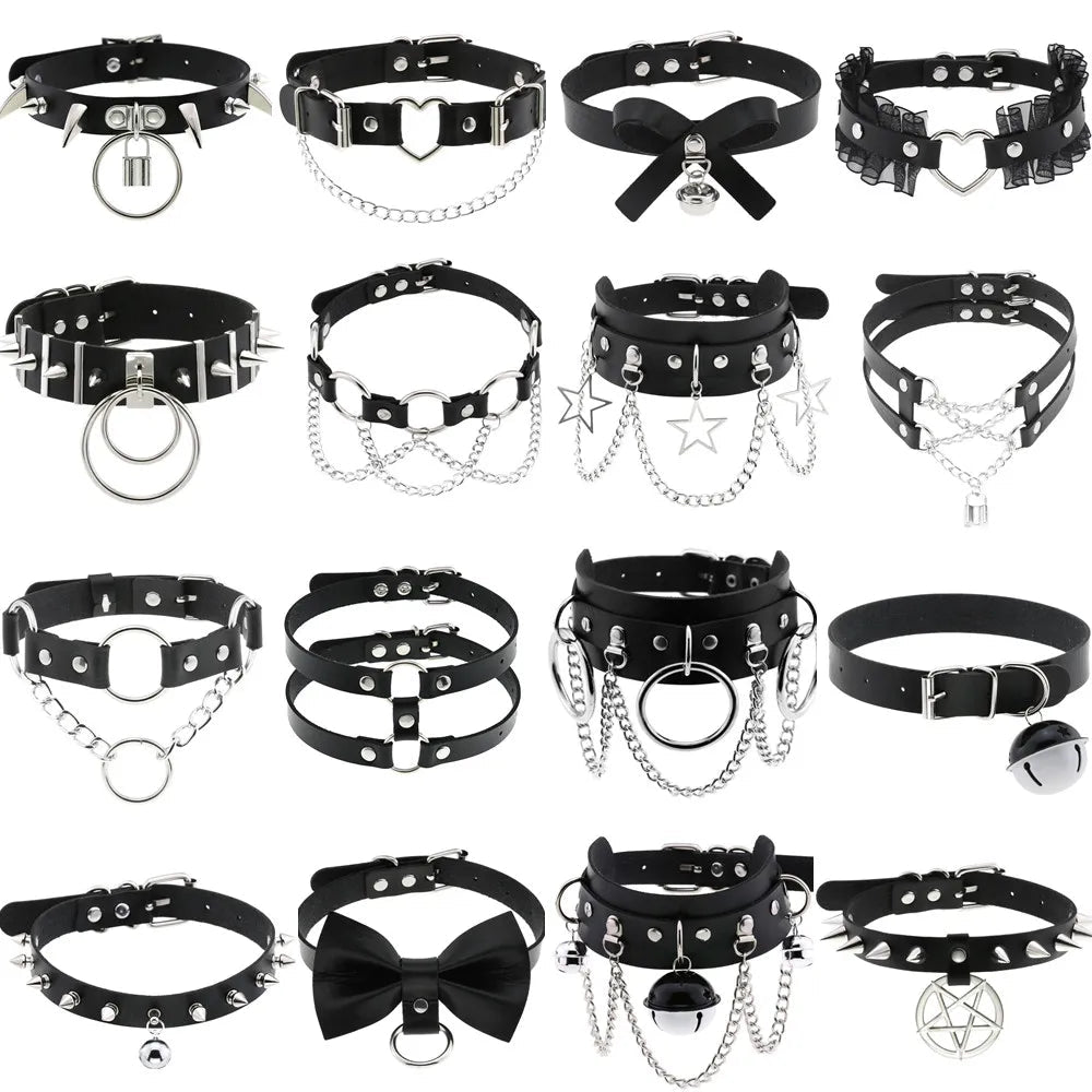 BDSM Different Style Fashion Punk Men Torques Necklace Gothic PU Leather Choker Collar Necklace Women Body Chain - My StoreBDSM Different Style Fashion Punk Men Torques Necklace Gothic PU Leather Choker Collar Necklace Women Body Chainthai - adultMy Storeblack - starBDSM Different Style Fashion Punk Men Torques Necklace Gothic PU Leather Choker Collar Necklace Women Body Chain