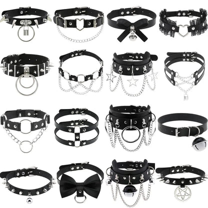 BDSM Different Style Fashion Punk Men Torques Necklace Gothic PU Leather Choker Collar Necklace Women Body Chain - My StoreBDSM Different Style Fashion Punk Men Torques Necklace Gothic PU Leather Choker Collar Necklace Women Body Chainthai - adultMy Storeblack - starBDSM Different Style Fashion Punk Men Torques Necklace Gothic PU Leather Choker Collar Necklace Women Body Chain
