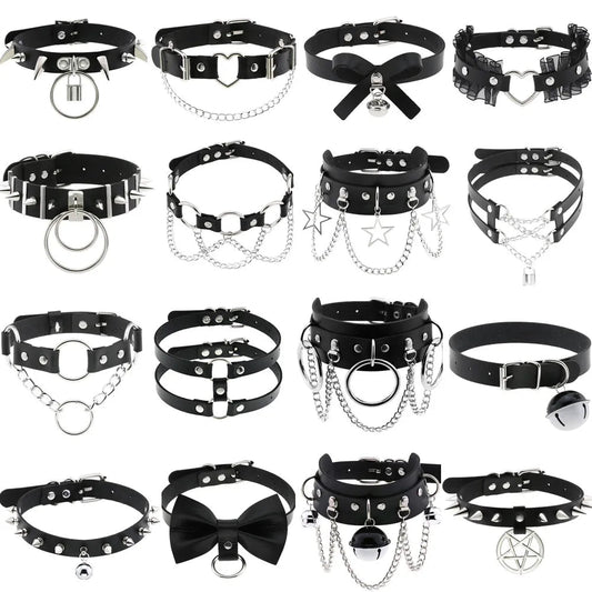 BDSM Different Style Fashion Punk Men Torques Necklace Gothic PU Leather Choker Collar Necklace Women Body Chain - My StoreBDSM Different Style Fashion Punk Men Torques Necklace Gothic PU Leather Choker Collar Necklace Women Body Chainthai - adultMy Storeblack - starBDSM Different Style Fashion Punk Men Torques Necklace Gothic PU Leather Choker Collar Necklace Women Body Chain