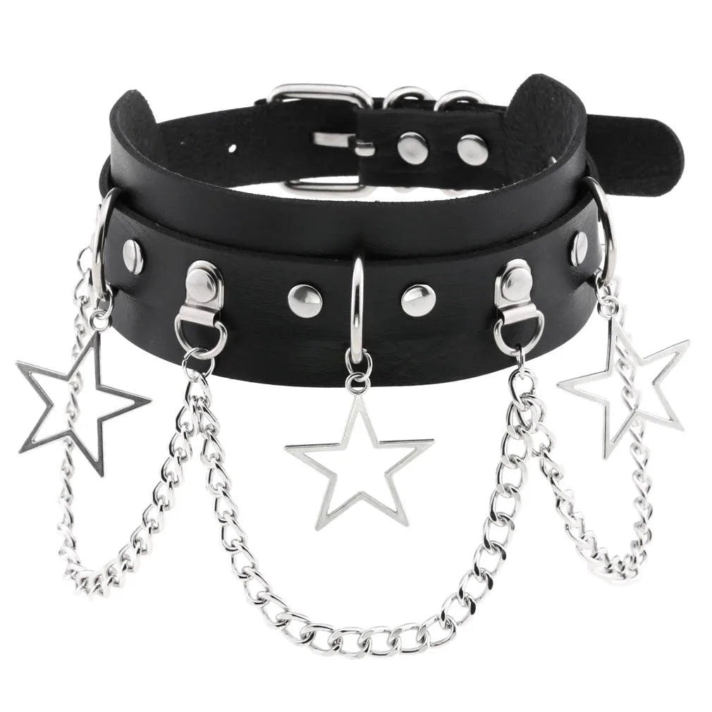 BDSM Different Style Fashion Punk Men Torques Necklace Gothic PU Leather Choker Collar Necklace Women Body Chain - My StoreBDSM Different Style Fashion Punk Men Torques Necklace Gothic PU Leather Choker Collar Necklace Women Body Chainthai - adultMy Storeblack - starBDSM Different Style Fashion Punk Men Torques Necklace Gothic PU Leather Choker Collar Necklace Women Body Chain