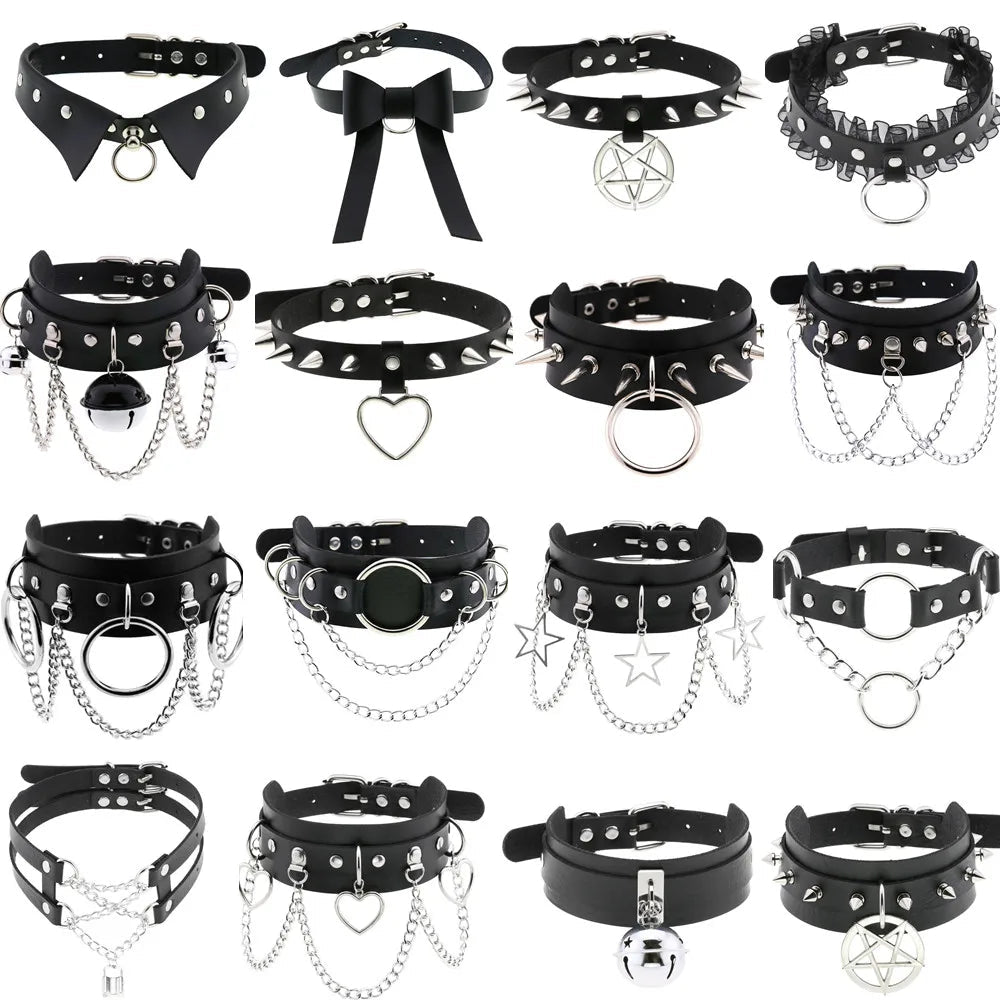 BDSM Different Style Fashion Punk Men Torques Necklace Gothic PU Leather Choker Collar Necklace Women Body Chain - My StoreBDSM Different Style Fashion Punk Men Torques Necklace Gothic PU Leather Choker Collar Necklace Women Body Chainthai - adultMy Storeblack - starBDSM Different Style Fashion Punk Men Torques Necklace Gothic PU Leather Choker Collar Necklace Women Body Chain