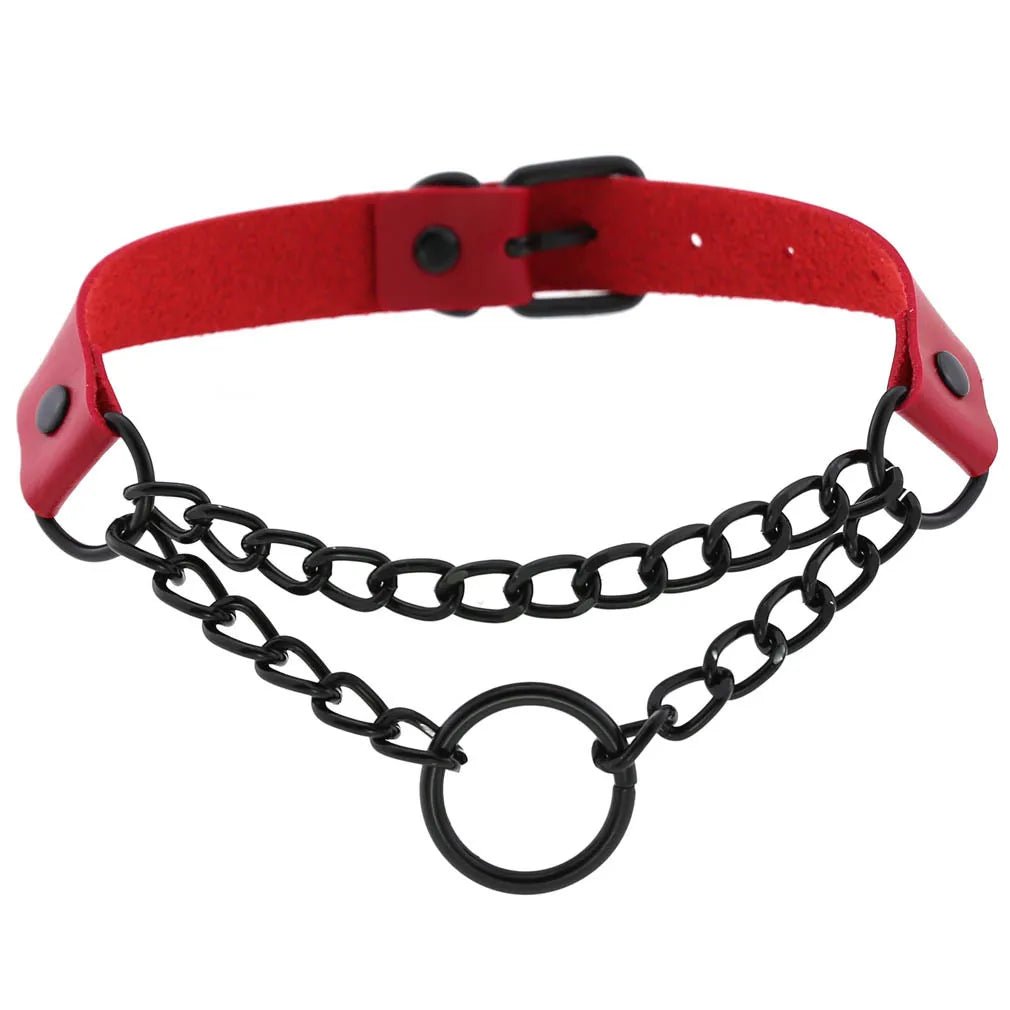 BDSM Punk Black Metal Tassel Red Choker Necklace Sexy Spiked Neck Strap Clavicle Collar Men Necklaces Halloween Women - My StoreBDSM Punk Black Metal Tassel Red Choker Necklace Sexy Spiked Neck Strap Clavicle Collar Men Necklaces Halloween Womenthai - adultMy StoreP114 redBDSM Punk Black Metal Tassel Red Choker Necklace Sexy Spiked Neck Strap Clavicle Collar Men Necklaces Halloween Women
