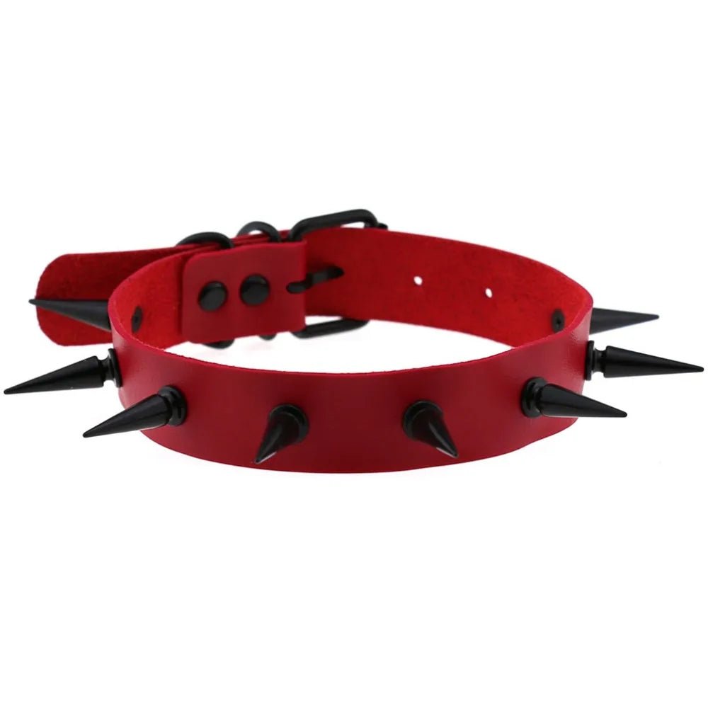 BDSM Punk Black Metal Tassel Red Choker Necklace Sexy Spiked Neck Strap Clavicle Collar Men Necklaces Halloween Women - My StoreBDSM Punk Black Metal Tassel Red Choker Necklace Sexy Spiked Neck Strap Clavicle Collar Men Necklaces Halloween Womenthai - adultMy StoreP043 redBDSM Punk Black Metal Tassel Red Choker Necklace Sexy Spiked Neck Strap Clavicle Collar Men Necklaces Halloween Women