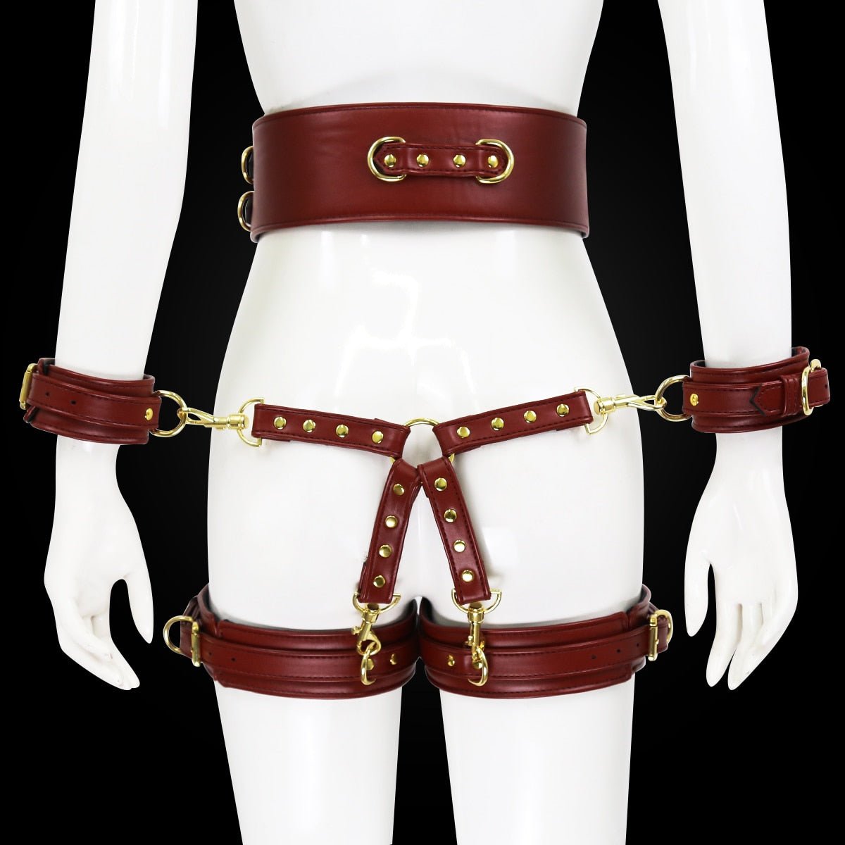 BDSM Sex Toy PU Leather Bondage Set Include Handcuffs.Belt. Legcuffs. Center Connection. Adult Toys Sex Bondage Toys for Women - My StoreBDSM Sex Toy PU Leather Bondage Set Include Handcuffs.Belt. Legcuffs. Center Connection. Adult Toys Sex Bondage Toys for Women33sextoysMy StoreWine redWine redBDSM Sex Toy PU Leather Bondage Set Include Handcuffs.Belt. Legcuffs. Center Connection. Adult Toys Sex Bondage Toys for Women