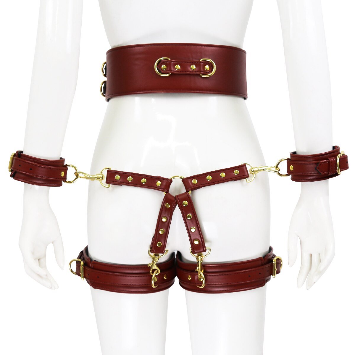 BDSM Sex Toy PU Leather Bondage Set Include Handcuffs.Belt. Legcuffs. Center Connection. Adult Toys Sex Bondage Toys for Women - My StoreBDSM Sex Toy PU Leather Bondage Set Include Handcuffs.Belt. Legcuffs. Center Connection. Adult Toys Sex Bondage Toys for Women33sextoysMy StoreWine redWine redBDSM Sex Toy PU Leather Bondage Set Include Handcuffs.Belt. Legcuffs. Center Connection. Adult Toys Sex Bondage Toys for Women
