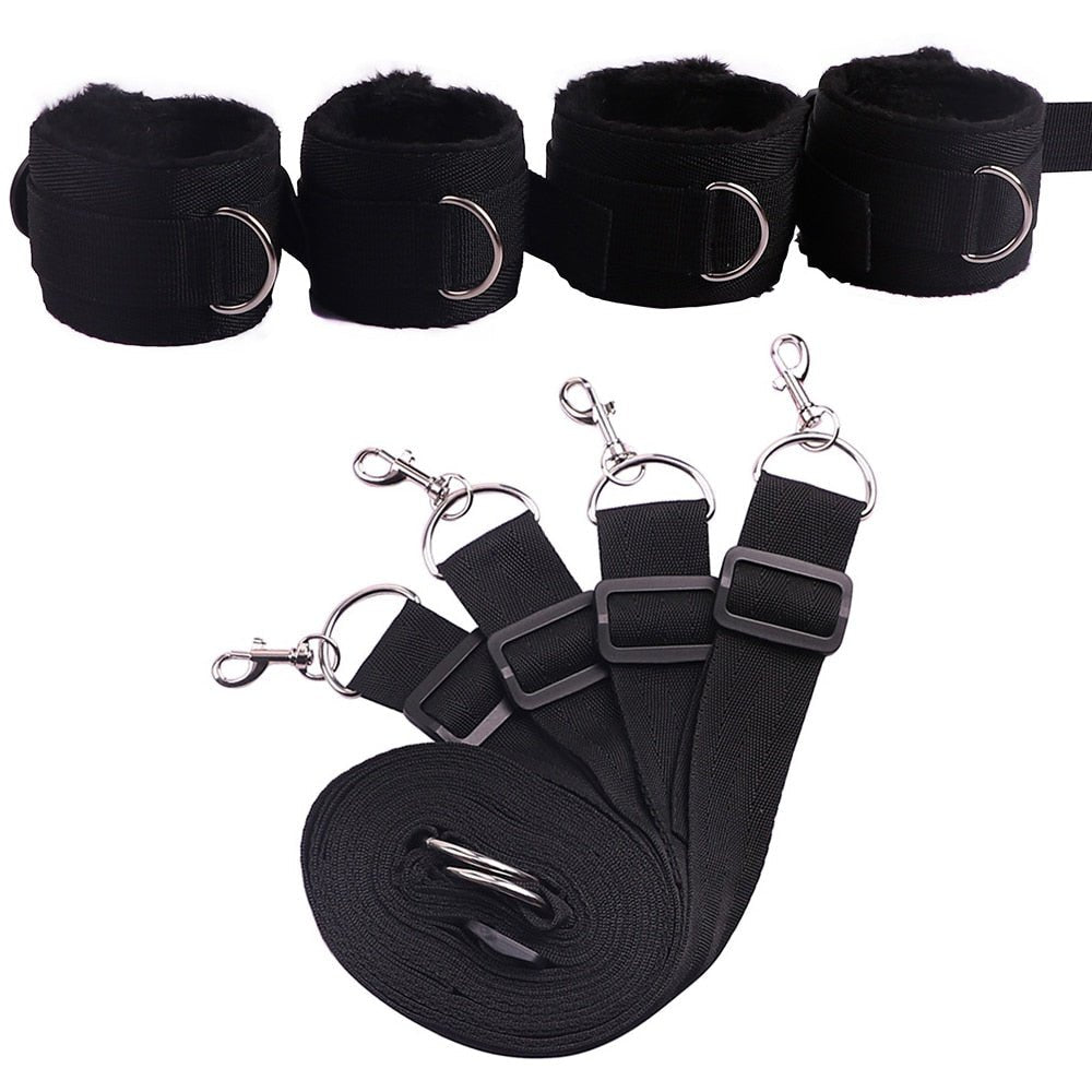 Bed Jam Sex Restraint Kit Adjustable Belt Nylon Handcuffs Ankle Cuffs Under Bed BDSM Bondage Erotic Toys Fixation Adult Game - My StoreBed Jam Sex Restraint Kit Adjustable Belt Nylon Handcuffs Ankle Cuffs Under Bed BDSM Bondage Erotic Toys Fixation Adult Game33sextoysMy Store250g Black250g BlackBed Jam Sex Restraint Kit Adjustable Belt Nylon Handcuffs Ankle Cuffs Under Bed BDSM Bondage Erotic Toys Fixation Adult Game