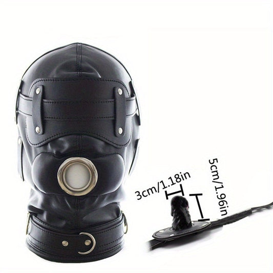 Black Leather BDSM Head Hood with Removable Blindfold And Dildos Mouthpiece Gag - Adult Sex Toy. SM Bondage Accessories Valentine'S Day Gift - My StoreBlack Leather BDSM Head Hood with Removable Blindfold And Dildos Mouthpiece Gag - Adult Sex Toy. SM Bondage Accessories Valentine'S Day Giftthai - adultMy StoreBlackBlack Leather BDSM Head Hood with Removable Blindfold And Dildos Mouthpiece Gag - Adult Sex Toy. SM Bondage Accessories Valentine'S Day Gift