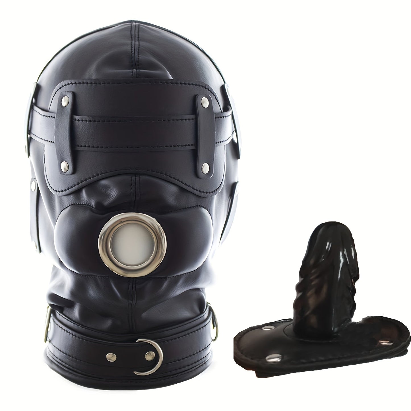 Black Leather BDSM Head Hood with Removable Blindfold And Dildos Mouthpiece Gag - Adult Sex Toy. SM Bondage Accessories Valentine'S Day Gift - My StoreBlack Leather BDSM Head Hood with Removable Blindfold And Dildos Mouthpiece Gag - Adult Sex Toy. SM Bondage Accessories Valentine'S Day Giftthai - adultMy StoreBlackBlack Leather BDSM Head Hood with Removable Blindfold And Dildos Mouthpiece Gag - Adult Sex Toy. SM Bondage Accessories Valentine'S Day Gift