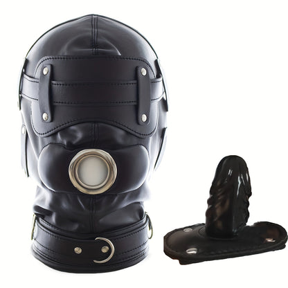 Black Leather BDSM Head Hood with Removable Blindfold And Dildos Mouthpiece Gag - Adult Sex Toy. SM Bondage Accessories Valentine'S Day Gift - My StoreBlack Leather BDSM Head Hood with Removable Blindfold And Dildos Mouthpiece Gag - Adult Sex Toy. SM Bondage Accessories Valentine'S Day Giftthai - adultMy StoreBlackBlack Leather BDSM Head Hood with Removable Blindfold And Dildos Mouthpiece Gag - Adult Sex Toy. SM Bondage Accessories Valentine'S Day Gift