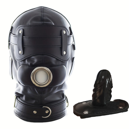 Black Leather BDSM Head Hood with Removable Blindfold And Dildos Mouthpiece Gag - Adult Sex Toy. SM Bondage Accessories Valentine'S Day Gift - My StoreBlack Leather BDSM Head Hood with Removable Blindfold And Dildos Mouthpiece Gag - Adult Sex Toy. SM Bondage Accessories Valentine'S Day Giftthai - adultMy StoreBlackBlack Leather BDSM Head Hood with Removable Blindfold And Dildos Mouthpiece Gag - Adult Sex Toy. SM Bondage Accessories Valentine'S Day Gift