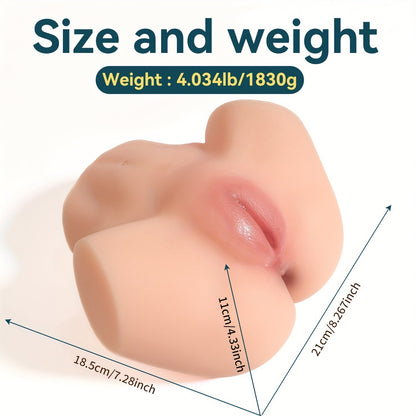 Realistic 1.8kg Male Anus Self-Pleasure Toy: TPE Material. 3D Textured Channels. 7.28 Length. 3.33 Width. No Battery Required