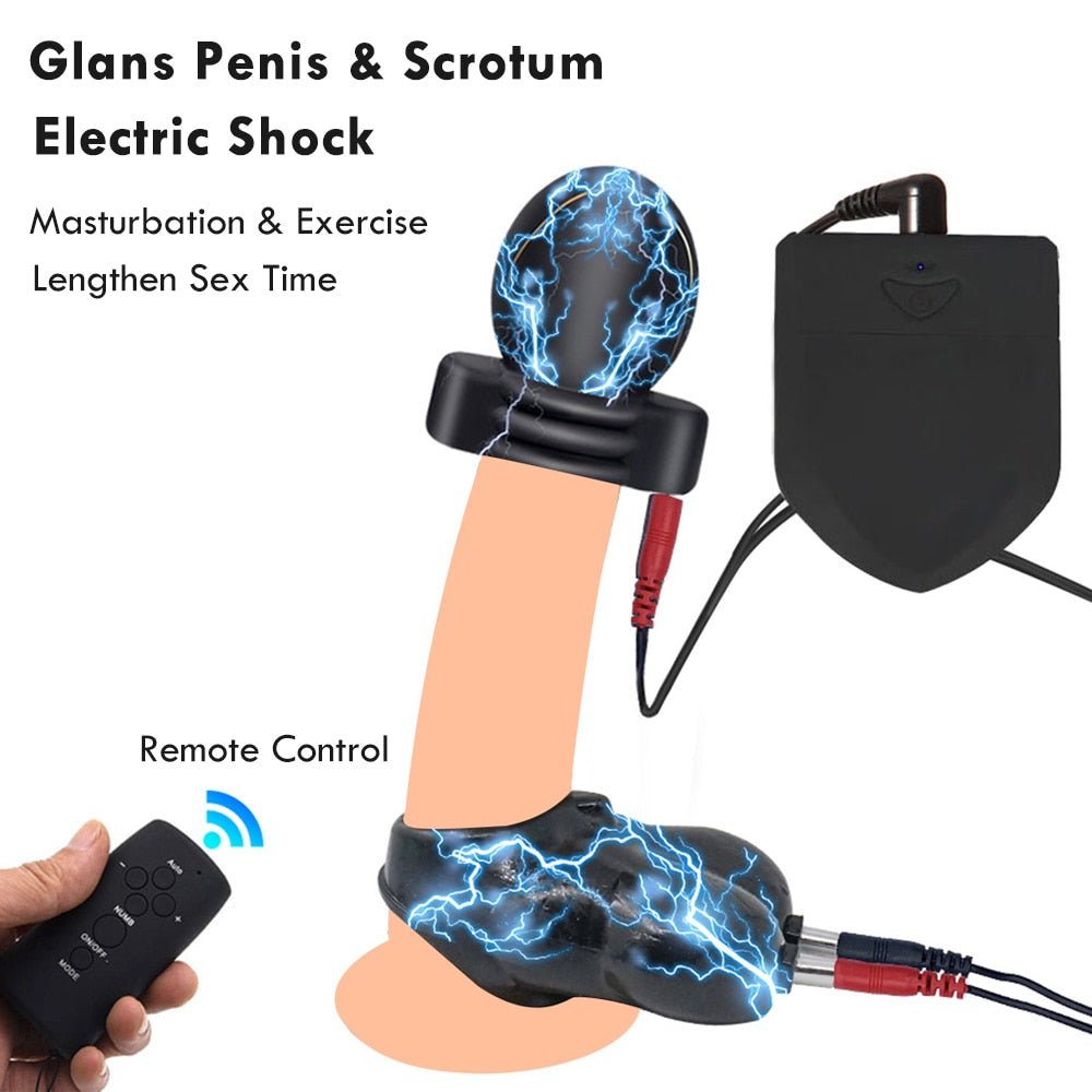 Electric Shock Glans Trainer SM Male Masturbator Scrotum Bondage Massage Chasity Cage Wireless Remote Control Sex Toys BDSM - My StoreElectric Shock Glans Trainer SM Male Masturbator Scrotum Bondage Massage Chasity Cage Wireless Remote Control Sex Toys BDSM33sextoysMy StoreAAElectric Shock Glans Trainer SM Male Masturbator Scrotum Bondage Massage Chasity Cage Wireless Remote Control Sex Toys BDSM