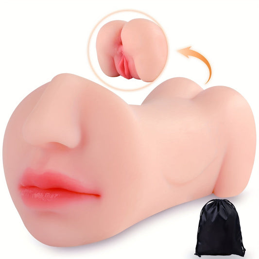 3 In 1 Pocket Pussy Male Masturbator. Double-Ended Stroker With Vagina Anus & Mouth. 3D Realistic Textured Deepthroat Blowjob Toy For Men Masturbation. Male Sex Toys With Storage Bag