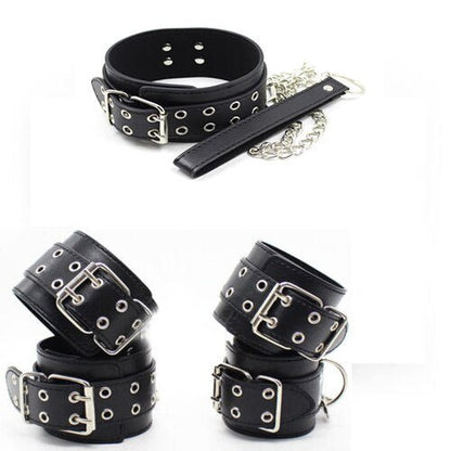 Male Female Black PU Leather Neck Collar Handcuffs Ankle Cuffs Wrist Chain Slave Bondage BDSM Fetish Restraints Kit Sex Toys - My StoreMale Female Black PU Leather Neck Collar Handcuffs Ankle Cuffs Wrist Chain Slave Bondage BDSM Fetish Restraints Kit Sex Toys33sextoysMy Store1 set1 setMale Female Black PU Leather Neck Collar Handcuffs Ankle Cuffs Wrist Chain Slave Bondage BDSM Fetish Restraints Kit Sex Toys
