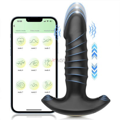 Male Thrusting Prostate Massager Butt Plug for Men APP Control Telescopic Anal Plug Prostate Vibrator for Gay Sex Toy for Men - My StoreMale Thrusting Prostate Massager Butt Plug for Men APP Control Telescopic Anal Plug Prostate Vibrator for Gay Sex Toy for Menthai - adultMy StoreAP83 - APP - BKMale Thrusting Prostate Massager Butt Plug for Men APP Control Telescopic Anal Plug Prostate Vibrator for Gay Sex Toy for Men