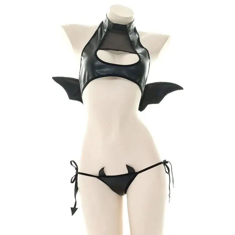 Sexy Patent Leather Women Lingerie Set Little Devil Wings Underwear SM Flirting Open Chest Underwear Porn Bra Costume - My StoreSexy Patent Leather Women Lingerie Set Little Devil Wings Underwear SM Flirting Open Chest Underwear Porn Bra Costumethai - adultMy StoreBlack40 - 65kgSexy Patent Leather Women Lingerie Set Little Devil Wings Underwear SM Flirting Open Chest Underwear Porn Bra Costume