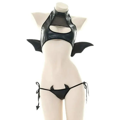 Sexy Patent Leather Women Lingerie Set Little Devil Wings Underwear SM Flirting Open Chest Underwear Porn Bra Costume - My StoreSexy Patent Leather Women Lingerie Set Little Devil Wings Underwear SM Flirting Open Chest Underwear Porn Bra Costumethai - adultMy StoreBlack40 - 65kgSexy Patent Leather Women Lingerie Set Little Devil Wings Underwear SM Flirting Open Chest Underwear Porn Bra Costume