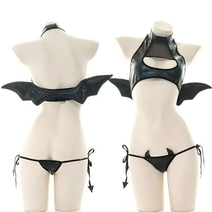 Sexy Patent Leather Women Lingerie Set Little Devil Wings Underwear SM Flirting Open Chest Underwear Porn Bra Costume - My StoreSexy Patent Leather Women Lingerie Set Little Devil Wings Underwear SM Flirting Open Chest Underwear Porn Bra Costumethai - adultMy StoreBlack40 - 65kgSexy Patent Leather Women Lingerie Set Little Devil Wings Underwear SM Flirting Open Chest Underwear Porn Bra Costume
