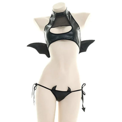 Sexy Patent Leather Women Lingerie Set Little Devil Wings Underwear SM Flirting Open Chest Underwear Porn Bra Costume - My StoreSexy Patent Leather Women Lingerie Set Little Devil Wings Underwear SM Flirting Open Chest Underwear Porn Bra Costumethai - adultMy StoreBlack40 - 65kgSexy Patent Leather Women Lingerie Set Little Devil Wings Underwear SM Flirting Open Chest Underwear Porn Bra Costume