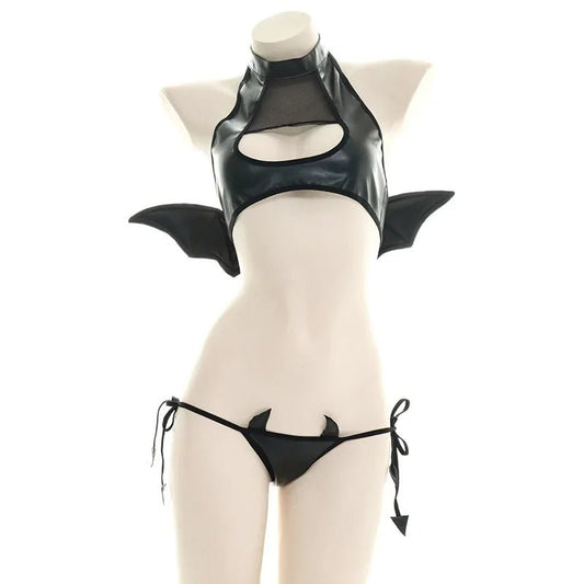 Sexy Patent Leather Women Lingerie Set Little Devil Wings Underwear SM Flirting Open Chest Underwear Porn Bra Costume - My StoreSexy Patent Leather Women Lingerie Set Little Devil Wings Underwear SM Flirting Open Chest Underwear Porn Bra Costumethai - adultMy StoreBlack40 - 65kgSexy Patent Leather Women Lingerie Set Little Devil Wings Underwear SM Flirting Open Chest Underwear Porn Bra Costume