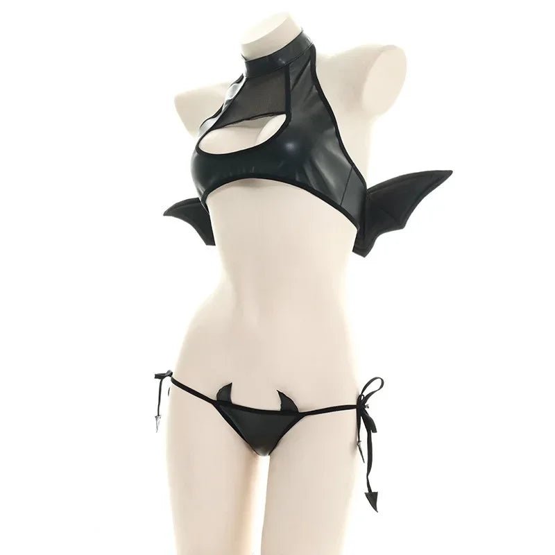 Sexy Patent Leather Women Lingerie Set Little Devil Wings Underwear SM Flirting Open Chest Underwear Porn Bra Costume - My StoreSexy Patent Leather Women Lingerie Set Little Devil Wings Underwear SM Flirting Open Chest Underwear Porn Bra Costumethai - adultMy StoreBlack40 - 65kgSexy Patent Leather Women Lingerie Set Little Devil Wings Underwear SM Flirting Open Chest Underwear Porn Bra Costume