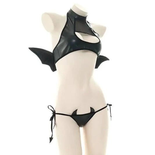 Sexy Patent Leather Women Lingerie Set Little Devil Wings Underwear SM Flirting Open Chest Underwear Porn Bra Costume - My StoreSexy Patent Leather Women Lingerie Set Little Devil Wings Underwear SM Flirting Open Chest Underwear Porn Bra Costumethai - adultMy StoreBlack40 - 65kgSexy Patent Leather Women Lingerie Set Little Devil Wings Underwear SM Flirting Open Chest Underwear Porn Bra Costume