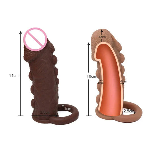 Silicone Penis Cover Reusable Condom Enlargement Extra Thick Penis Extender Cock Rings Sleeve Delay Ejaculation Sexitoys For Men - My StoreSilicone Penis Cover Reusable Condom Enlargement Extra Thick Penis Extender Cock Rings Sleeve Delay Ejaculation Sexitoys For Menthai - adultMy StoreFleshSilicone Penis Cover Reusable Condom Enlargement Extra Thick Penis Extender Cock Rings Sleeve Delay Ejaculation Sexitoys For Men