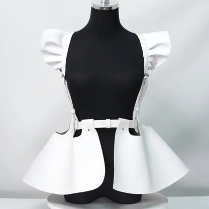 skirt Women's Belts Fashion Leather Body Harness Belt Skirt With Ruffle Hem Gothic Style Waist &Shoulder Belt Clothing Accessory - My Storeskirt Women's Belts Fashion Leather Body Harness Belt Skirt With Ruffle Hem Gothic Style Waist &Shoulder Belt Clothing Accessorythai - adultMy StoreWHITEskirt Women's Belts Fashion Leather Body Harness Belt Skirt With Ruffle Hem Gothic Style Waist &Shoulder Belt Clothing Accessory
