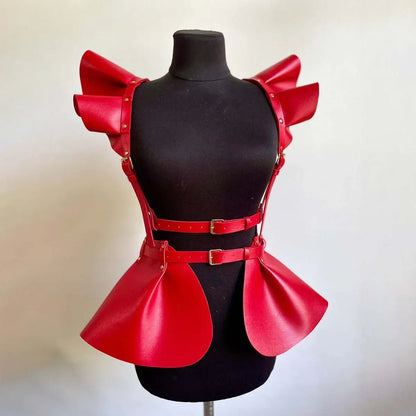 skirt Women's Belts Fashion Leather Body Harness Belt Skirt With Ruffle Hem Gothic Style Waist &Shoulder Belt Clothing Accessory - My Storeskirt Women's Belts Fashion Leather Body Harness Belt Skirt With Ruffle Hem Gothic Style Waist &Shoulder Belt Clothing Accessorythai - adultMy StoreWHITEskirt Women's Belts Fashion Leather Body Harness Belt Skirt With Ruffle Hem Gothic Style Waist &Shoulder Belt Clothing Accessory