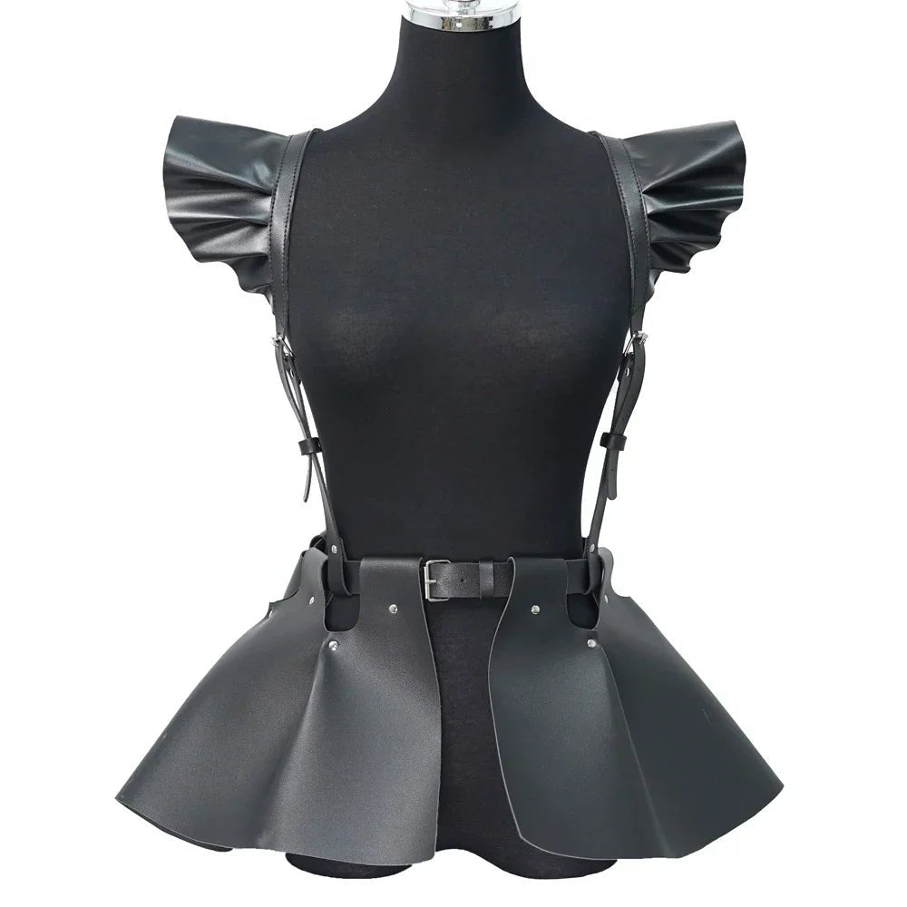 skirt Women's Belts Fashion Leather Body Harness Belt Skirt With Ruffle Hem Gothic Style Waist &Shoulder Belt Clothing Accessory - My Storeskirt Women's Belts Fashion Leather Body Harness Belt Skirt With Ruffle Hem Gothic Style Waist &Shoulder Belt Clothing Accessorythai - adultMy StoreWHITEskirt Women's Belts Fashion Leather Body Harness Belt Skirt With Ruffle Hem Gothic Style Waist &Shoulder Belt Clothing Accessory
