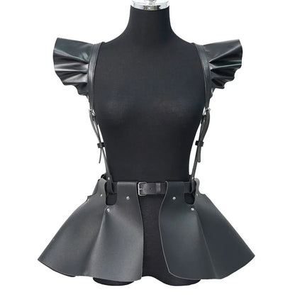 skirt Women's Belts Fashion Leather Body Harness Belt Skirt With Ruffle Hem Gothic Style Waist &Shoulder Belt Clothing Accessory - My Storeskirt Women's Belts Fashion Leather Body Harness Belt Skirt With Ruffle Hem Gothic Style Waist &Shoulder Belt Clothing Accessorythai - adultMy StoreWHITEskirt Women's Belts Fashion Leather Body Harness Belt Skirt With Ruffle Hem Gothic Style Waist &Shoulder Belt Clothing Accessory