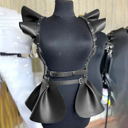 skirt Women's Belts Fashion Leather Body Harness Belt Skirt With Ruffle Hem Gothic Style Waist &Shoulder Belt Clothing Accessory - My Storeskirt Women's Belts Fashion Leather Body Harness Belt Skirt With Ruffle Hem Gothic Style Waist &Shoulder Belt Clothing Accessorythai - adultMy Storewaist belt - 1skirt Women's Belts Fashion Leather Body Harness Belt Skirt With Ruffle Hem Gothic Style Waist &Shoulder Belt Clothing Accessory