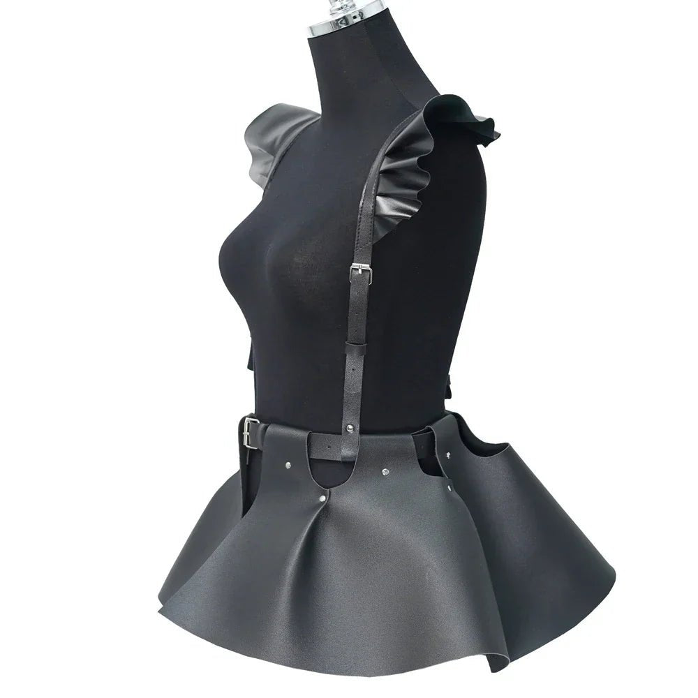 skirt Women's Belts Fashion Leather Body Harness Belt Skirt With Ruffle Hem Gothic Style Waist &Shoulder Belt Clothing Accessory - My Storeskirt Women's Belts Fashion Leather Body Harness Belt Skirt With Ruffle Hem Gothic Style Waist &Shoulder Belt Clothing Accessorythai - adultMy StoreWHITEskirt Women's Belts Fashion Leather Body Harness Belt Skirt With Ruffle Hem Gothic Style Waist &Shoulder Belt Clothing Accessory