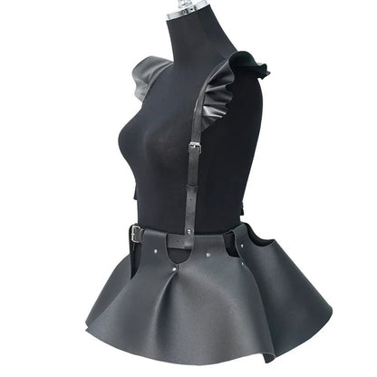 skirt Women's Belts Fashion Leather Body Harness Belt Skirt With Ruffle Hem Gothic Style Waist &Shoulder Belt Clothing Accessory - My Storeskirt Women's Belts Fashion Leather Body Harness Belt Skirt With Ruffle Hem Gothic Style Waist &Shoulder Belt Clothing Accessorythai - adultMy StoreWHITEskirt Women's Belts Fashion Leather Body Harness Belt Skirt With Ruffle Hem Gothic Style Waist &Shoulder Belt Clothing Accessory