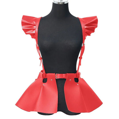 skirt Women's Belts Fashion Leather Body Harness Belt Skirt With Ruffle Hem Gothic Style Waist &Shoulder Belt Clothing Accessory - My Storeskirt Women's Belts Fashion Leather Body Harness Belt Skirt With Ruffle Hem Gothic Style Waist &Shoulder Belt Clothing Accessorythai - adultMy StoreWHITEskirt Women's Belts Fashion Leather Body Harness Belt Skirt With Ruffle Hem Gothic Style Waist &Shoulder Belt Clothing Accessory
